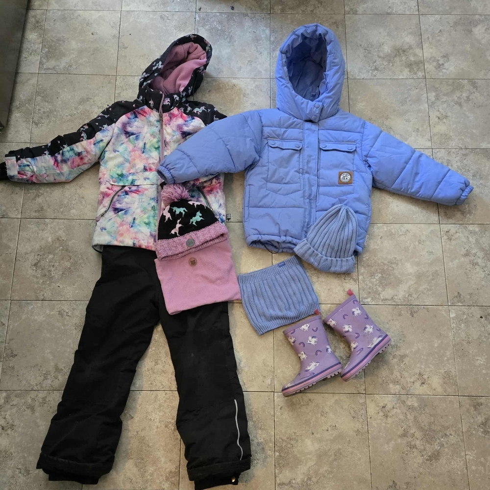 Colorful Kids Snowsuit Jacket and Mid-season Jacket Size 8-9 Years Old